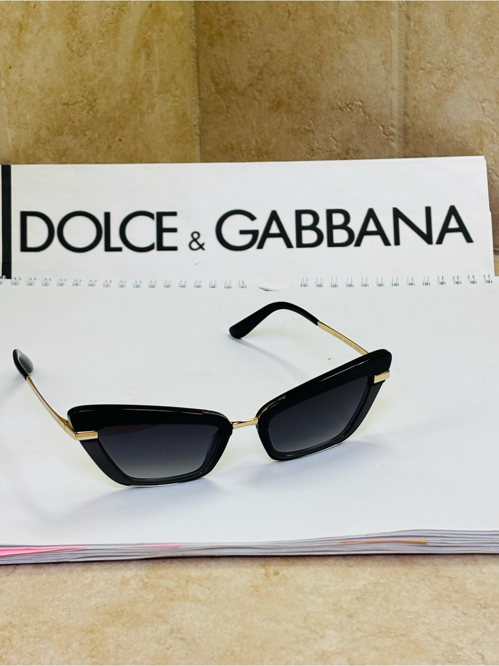 New Dolce&Gabbana Black/Gold Cat Eye Sunglasses DG4378 3246/8G